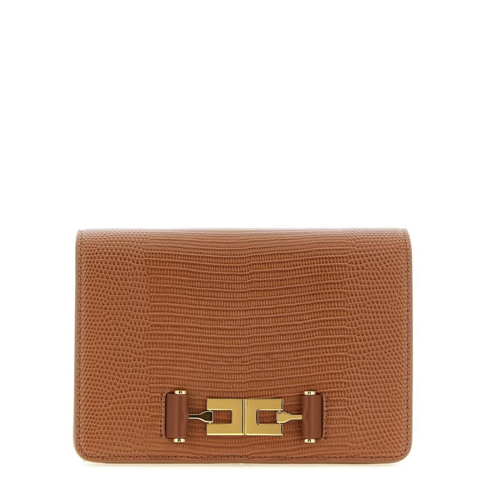 Elisabetta Franchi Brown Polyester Clutch Women's Bag